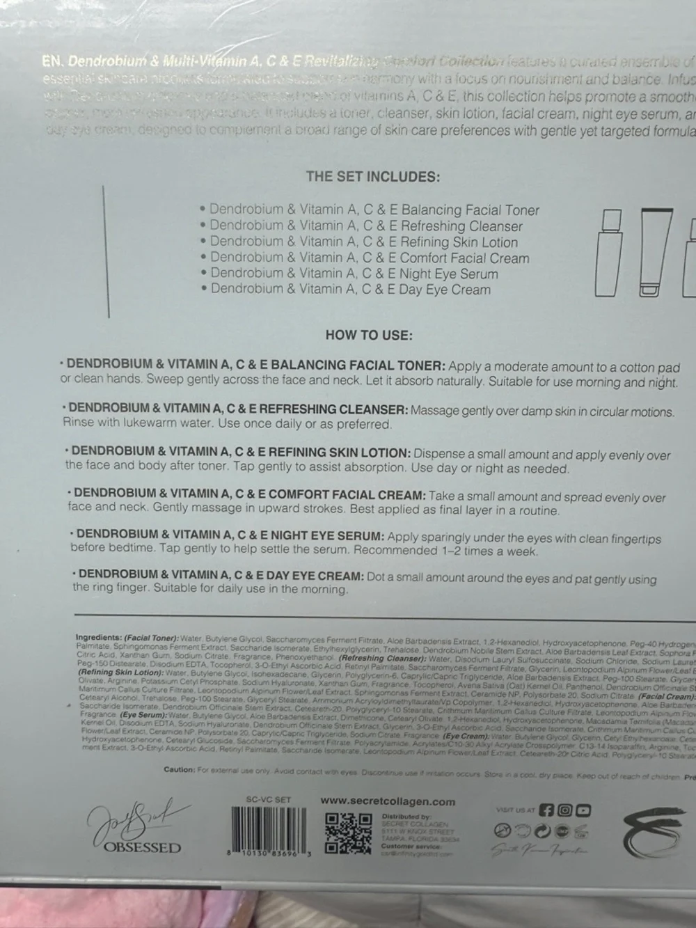 Secret Collagen Dendrobium & Multi-Vitamin Comfort Skincare Set - Brand New